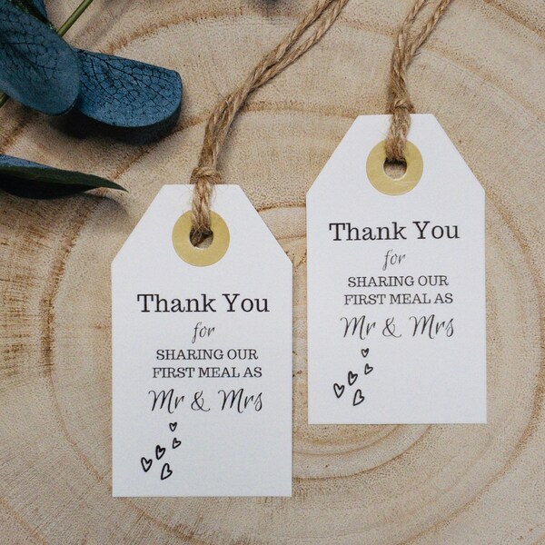 Thank you for sharing our first meal - x10 Luggage tags Wedding Favours