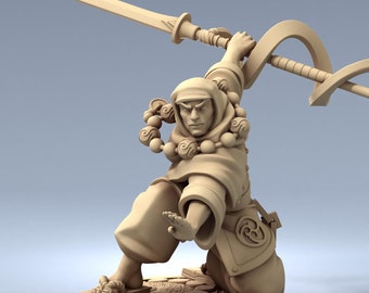 Human Shaolin Monk - 28mm 32mm Resin Miniature - DnD - Dungeons & Dragons Miniatures - Pathfinder - Frostgrave - RPG - Tabletop - Wargaming