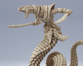 Yuan-ti Fighter - Resin Miniature - DnD Miniatures - Dungeons & Dragons Miniatures - Pathfinder Miniatures - RPG - Tabletop Miniatures