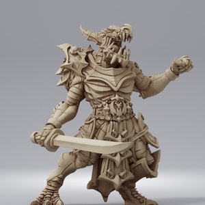 Dragonborn Fighter- 32mm Resin Miniature DnD Miniatures Dungeons & Dragons Miniatures Pathfinder Miniatures RPG Tabletop Wargaming