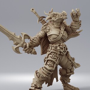 Dragonborn Fighter- 32mm Resin Miniature DnD Miniatures Dungeons & Dragons Miniatures Pathfinder Miniatures RPG Tabletop Wargaming