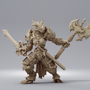 Dragonborn Fighter- 32mm Resin Miniature DnD Miniatures Dungeons & Dragons Miniatures Pathfinder Miniatures RPG Tabletop Wargaming