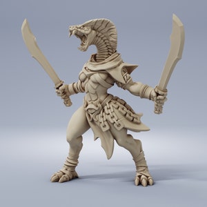 Yuan-ti Fighter- 32mm Resin Miniature DnD Miniatures Dungeons & Dragons Miniatures Pathfinder Miniatures RPG Tabletop Wargaming