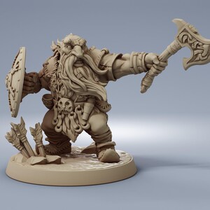 Dwarf Fighter Warrior - 28mm 32mm Resin Miniature - DnD - Dungeons & Dragons Miniatures - Pathfinder - Frostgrave - RPG - Wargaming
