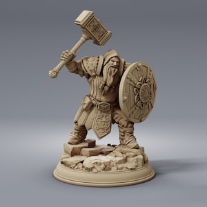 Dwarf Fighter - 32mm Resin Miniature DnD Miniatures Dungeons & Dragons Miniatures Pathfinder Miniatures RPG Tabletop Wargaming