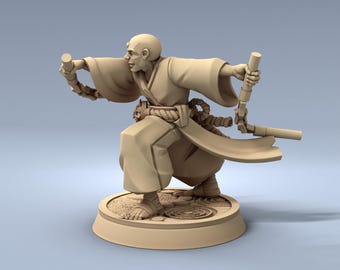 Human Shaolin Monk - 28mm 32mm Resin Miniature - DnD - Dungeons & Dragons Miniatures - Pathfinder - Frostgrave - RPG - Tabletop - Wargaming