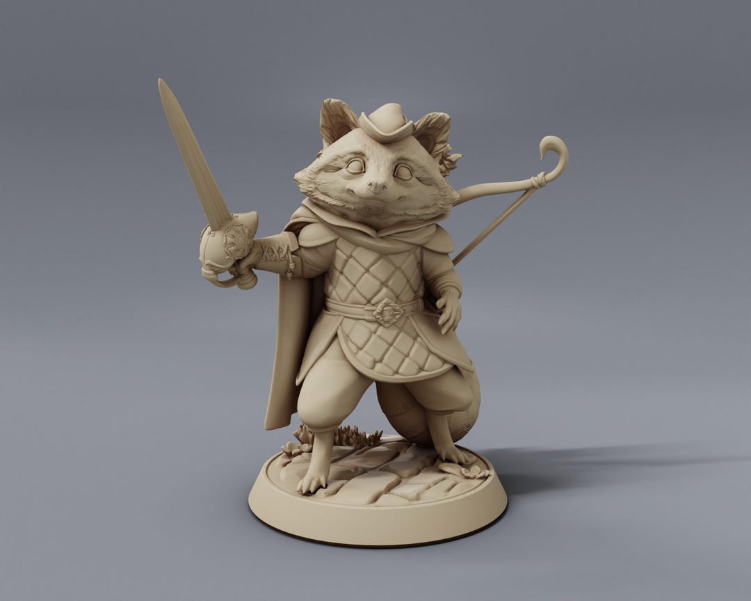 Raccoon Ranger - 28mm 32mm Resin Miniature - Dnd - Dungeons & Dragons ...