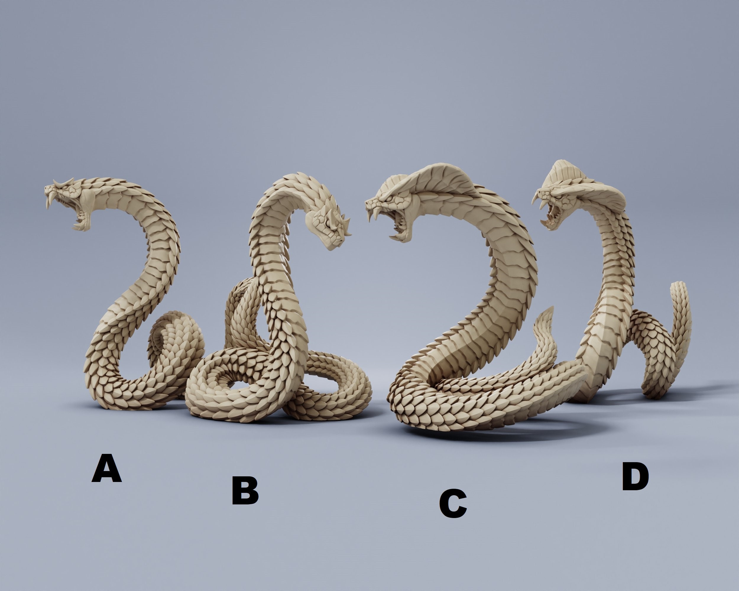 Giant Snake Serpent | Premium 3D Printed Tabletop Miniatures 28mm to 100mm  | dnd 20835