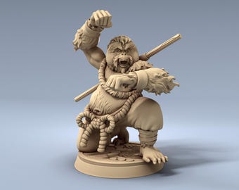 Ape Monk - 28mm 32mm Resin Miniature - DnD - Dungeons & Dragons Miniatures - Pathfinder - Frostgrave - RPG - Tabletop - Wargaming