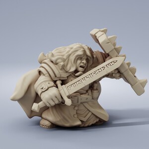 Dwarf Fighter Resin Miniature 32mm D&D Resin Miniature Dungeons and Dragons Roleplaying Pathfinder Model RPG Tabletop Gaming Wargaming