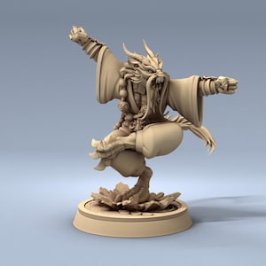 Dragon Shaolin Monk - 28mm 32mm Resin Miniature - DnD - Dungeons & Dragons Miniatures - Pathfinder - Frostgrave - RPG - Tabletop - Wargaming