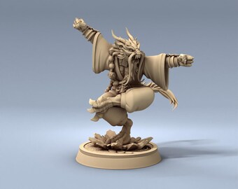 Dragon Shaolin Monk - 28mm 32mm Resin Miniature - DnD - Dungeons & Dragons Miniatures - Pathfinder - Frostgrave - RPG - Tabletop - Wargaming