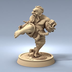 Monk Shaolin Fighter - 28mm 32mm Resin Miniature - DnD - Dungeons & Dragons Miniatures - Pathfinder  - RPG - Tabletop - Wargaming