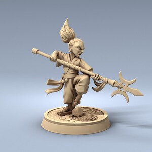 Elf Shaolin Monk - 28mm 32mm Resin Miniature - DnD - Dungeons & Dragons Miniatures - Pathfinder - Frostgrave - RPG - Tabletop - Wargaming