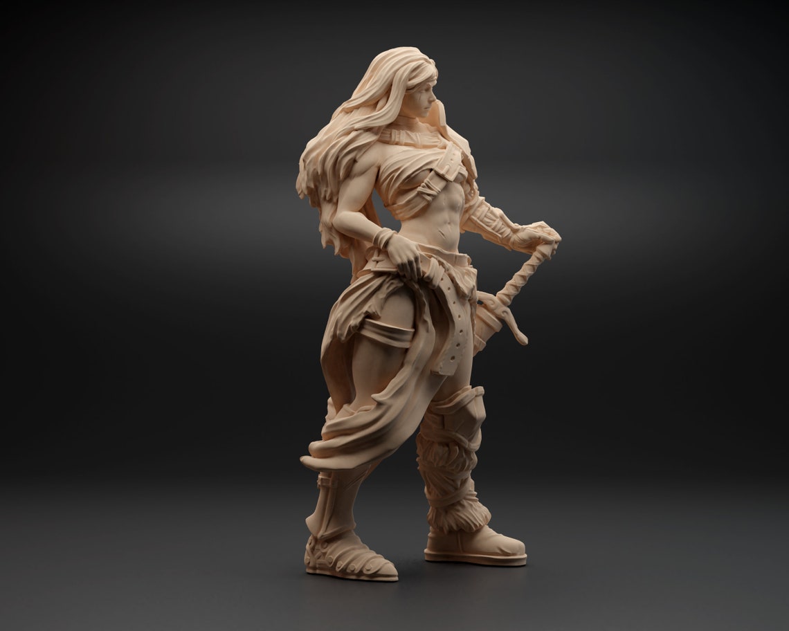 Female Barbarian 3D Printed Miniature Model for Dnd and - Etsy