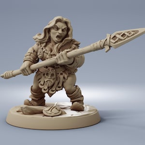 Female Dwarf Fighter - 28mm 32mm Resin Miniature - DnD - Dungeons & Dragons Miniatures - Pathfinder - Frostgrave - RPG - Wargaming
