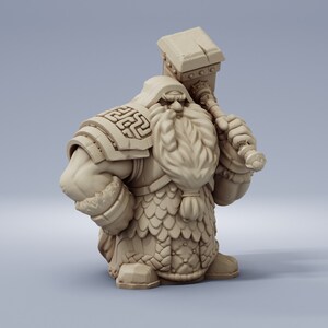 Dwarf Fighter Resin Miniature 32mm D&D Resin Miniature Dungeons and Dragons Roleplaying Pathfinder Model RPG Tabletop Gaming Wargaming