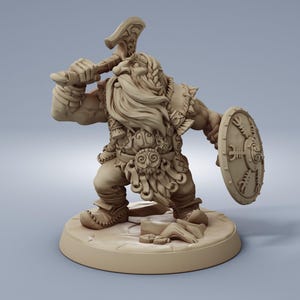 Dwarf Fighter Warrior - 28mm 32mm Resin Miniature - DnD - Dungeons & Dragons Miniatures - Pathfinder - Frostgrave - RPG - Wargaming