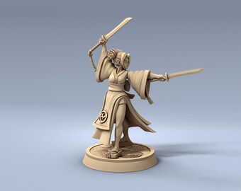 Female Monk Shaolin Monk - 28mm 32mm Resin Miniature - DnD - Dungeons & Dragons Miniatures - Pathfinder  - RPG - Tabletop - Wargaming