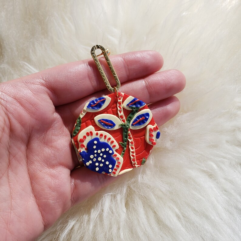Batik Earrings Hypoallergenic Handmade Polymer Clay Earrings Spring Statement Earring Stainless Steel