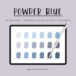 POWDER BLUE PROCREATE Color Palette  + Hex Color Codes - Blue & Gray for iPad - Digital Illustration Swatches