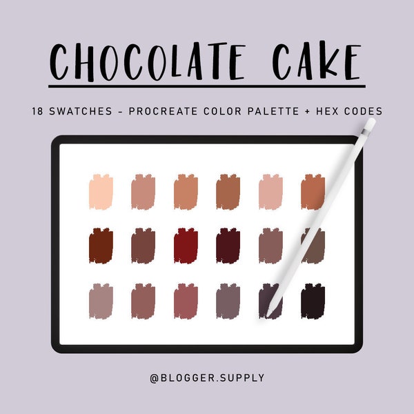 CHOCOLATE CAKE PROCREATE Color Palette  + Hex Color Codes - Brown, Purple, Beige Purple for iPad - Digital Illustration Swatches