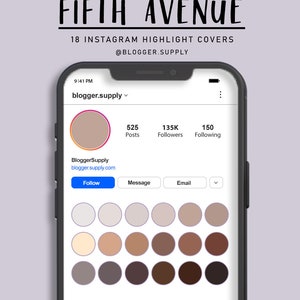 Instagram Highlight Covers - 18 IG Covers for Instagram Stories - Solid Color - Brown, Tan, Gray - FIFTH AVENUE