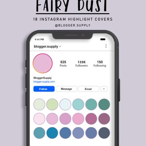 Instagram Highlight Covers - 18 IG Covers for Instagram Stories - Solid Color - Green, Pink, Blue - FAIRY DUST