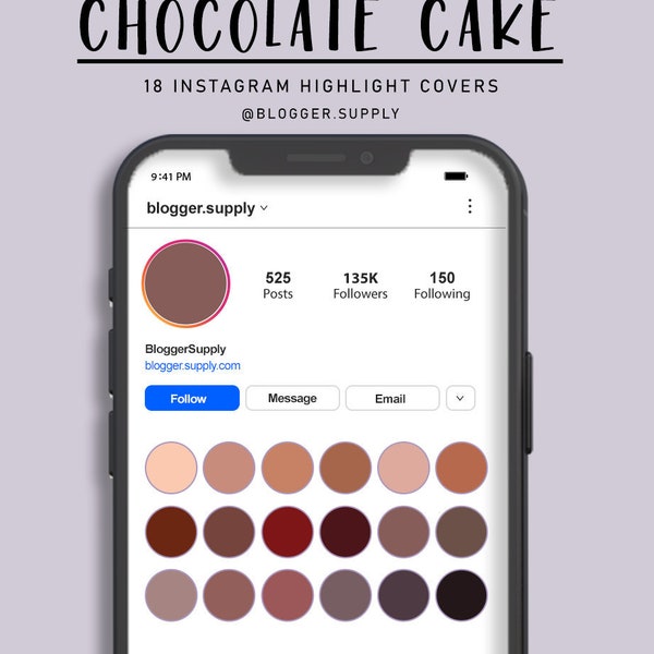 Instagram Highlight Covers - 18 IG Covers for Instagram Stories - Solid Color - Brown, Purple, Beige Purple - CHOCOLATE CAKE