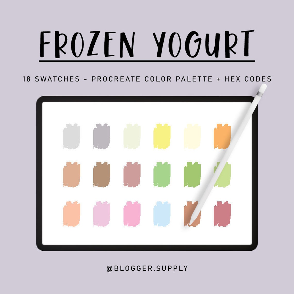 FROZEN YOGURT PROCREATE Color Palette Hex Color Codes Pink, Yellow
