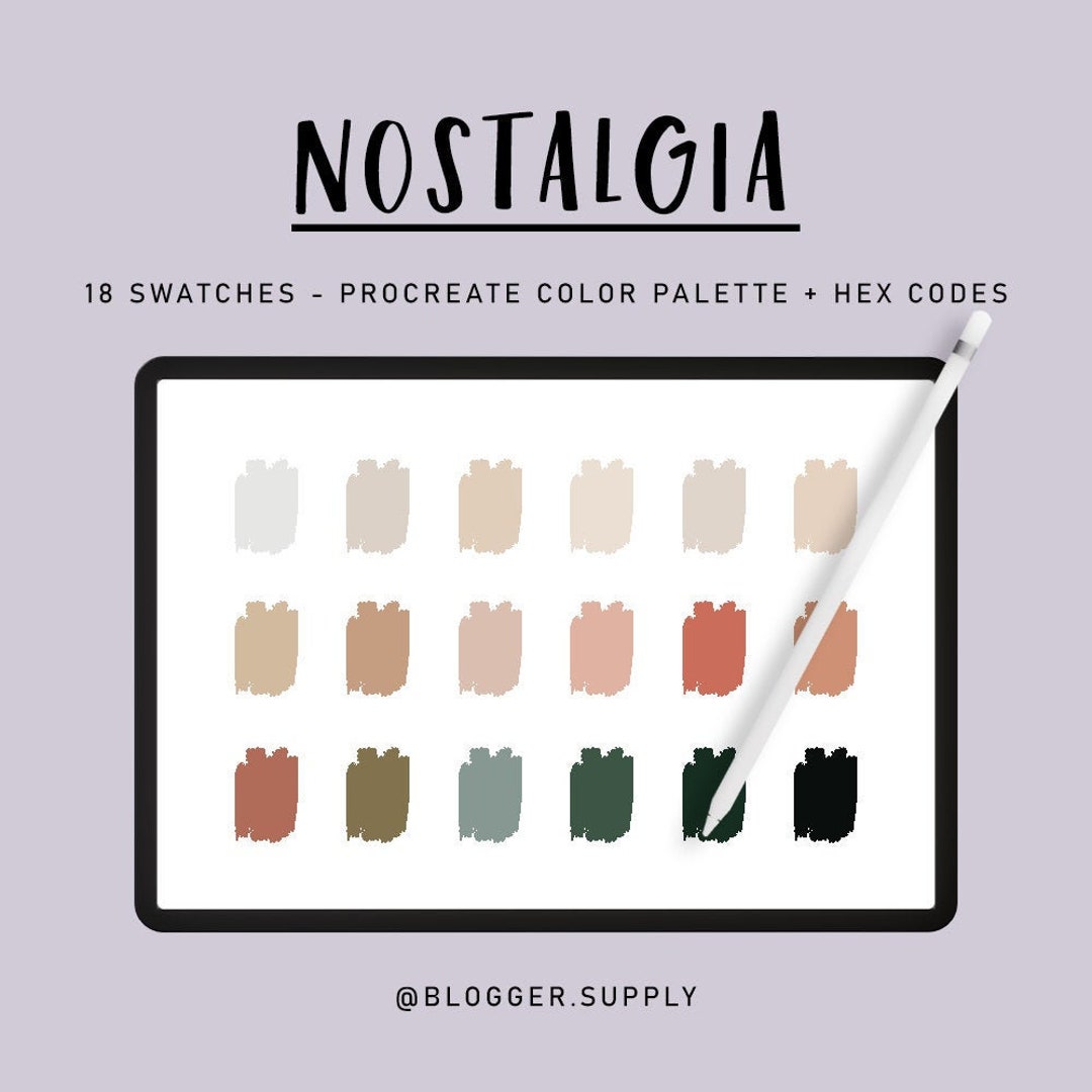 NOSTALGIA PROCREATE Color Palette Hex Color Codes Gray, Brown, Tan for