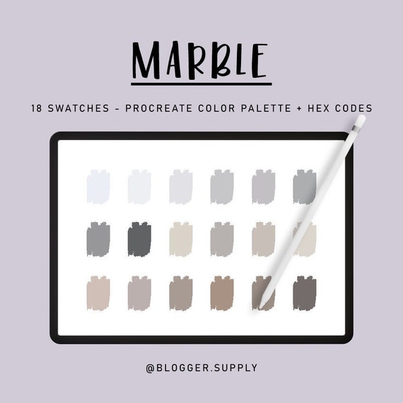 MARBLE PROCREATE Color Palette Hex Color Codes Gray Etsy