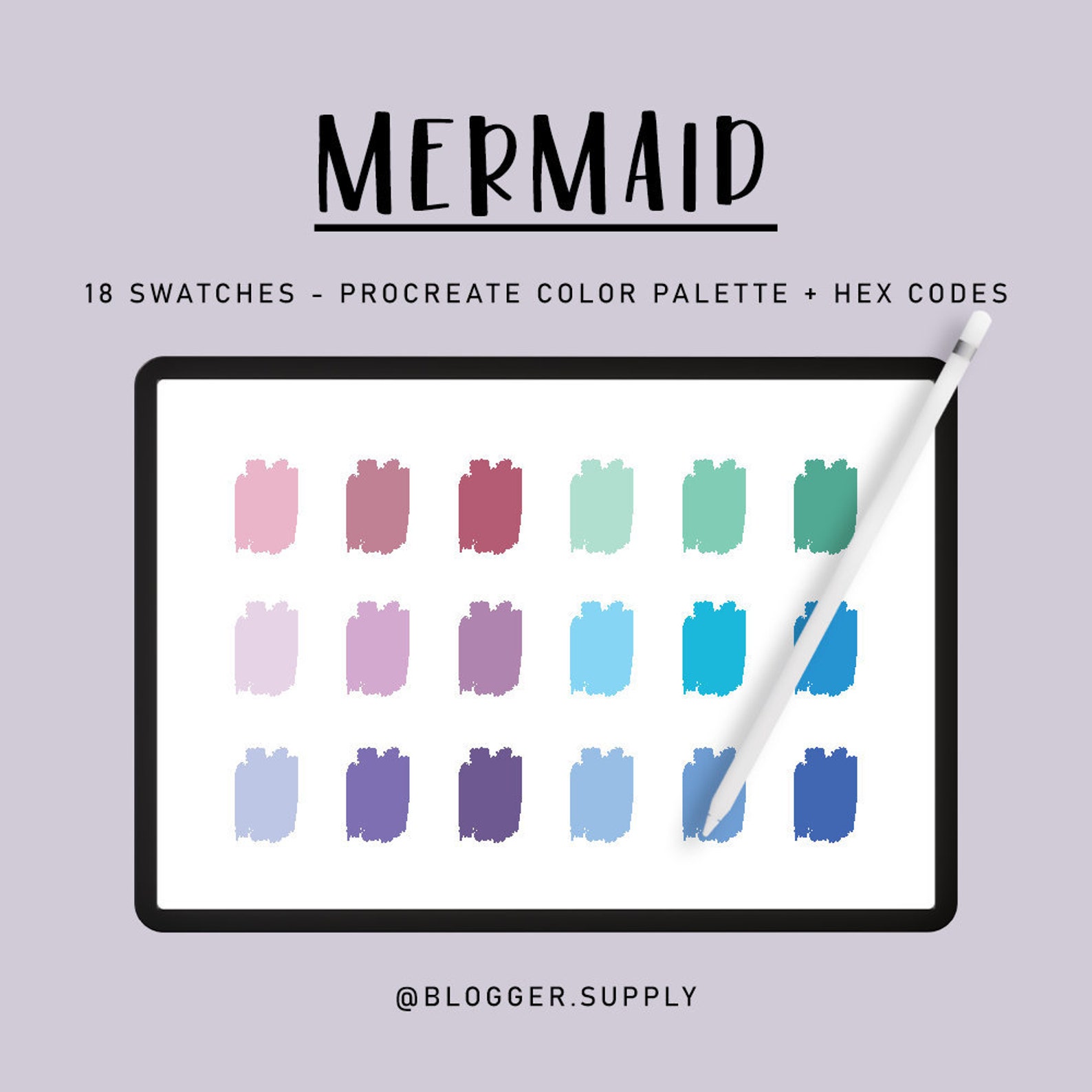 MERMAID PROCREATE Color Palette + Hex Color Codes - Pink, Green, Blue ...