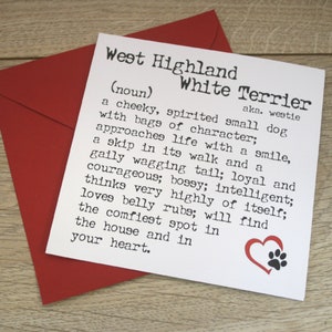 West Highland White greetings card, dog birthday card, card for dog lover, west highland white terrier birthday card, westie card