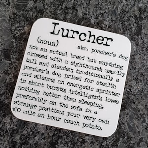 Lurcher Coaster, sighthound gifts for owners, dog mums and dads