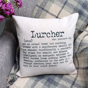 Lurcher Cushion, gift for dog lover or pet owner