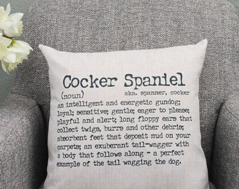 Cocker Spaniel Cushion, Gift for Dog Mum, Dog dad present