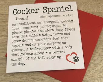 Cocker Spaniel greetings card, dog birthday card, card for dog lover, cocker spaniel birthday card