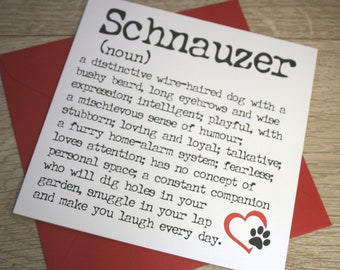 Schnauzer greetings card, dog birthday card, card for dog lover, schnauzer birthday card, miniature schnauzer