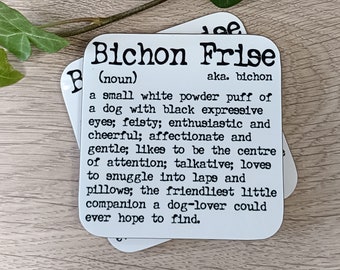 Bichon Frise Dog Coaster, Tableware for Her, Gift for Him