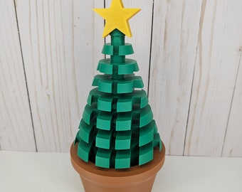 Giant Building Block Pine Tree or Christmas Tree: Delightfully Fun Decor For Your Space! Tree With Optional Star and/or Optional Pot!