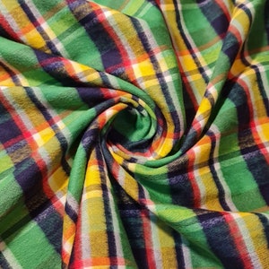 Brushed 100% Cotton Flannel Material Winceyette Tartan Dress Craft Quilting Fabric 58" By The Meter Green Multi Tartan