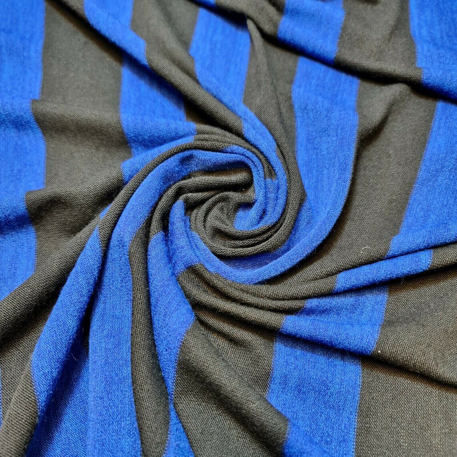 Stripe Viscose Ribbed Jersey Contrast, Blue