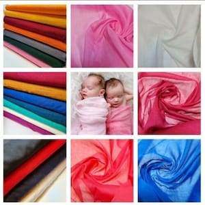 100% Cotton Muslin Fabric Soft Voile Cheesecloth Dress Craft Costume Material 44&quot; By the Meter
