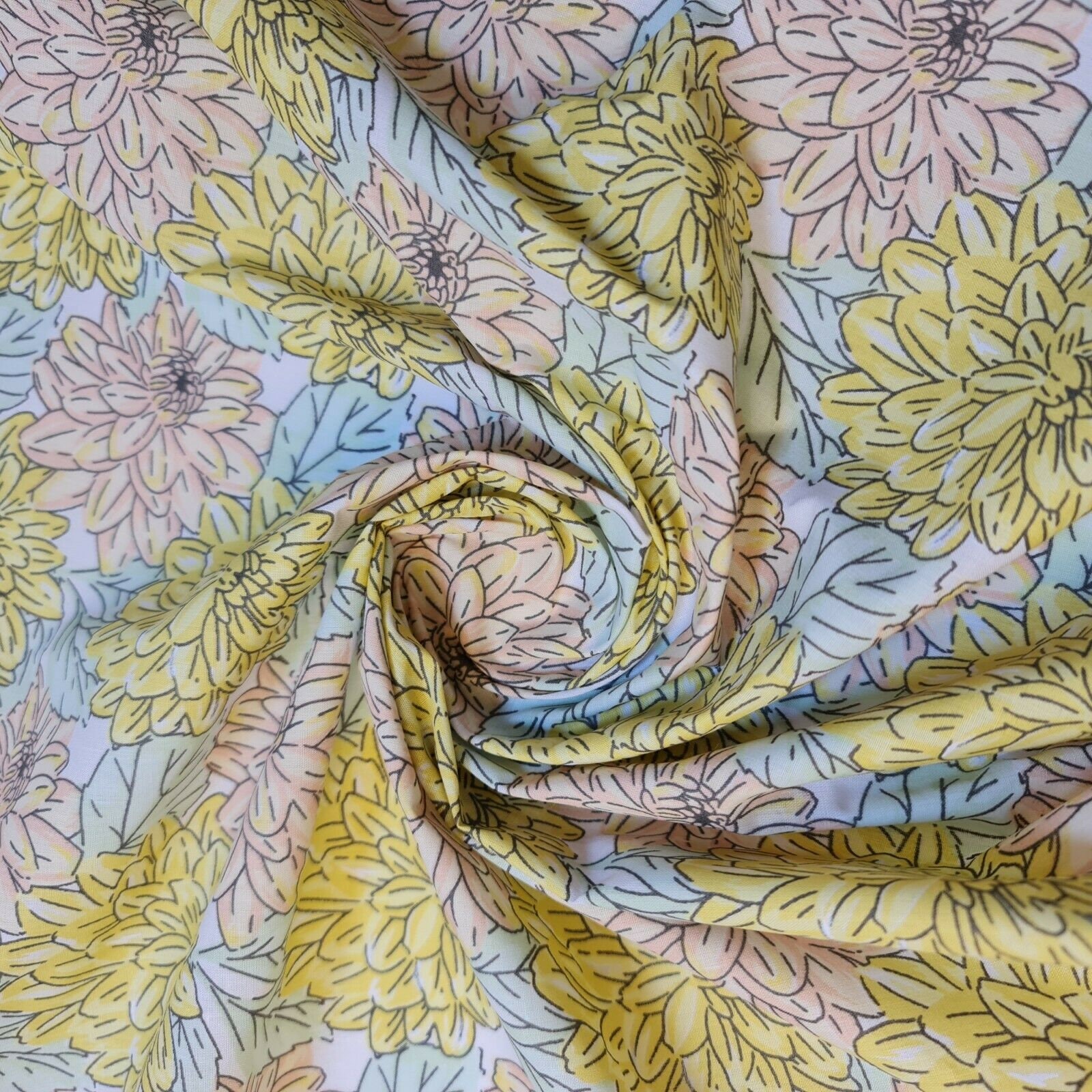 Rose Blumen Polycotton Stoff Kleid Handwerk Quilten Kostüm