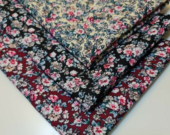 100% Cotton Poplin Floral Print Fabric – Soft Dress, Craft, Quilting Material – 58" Wide – Sold by the Meter