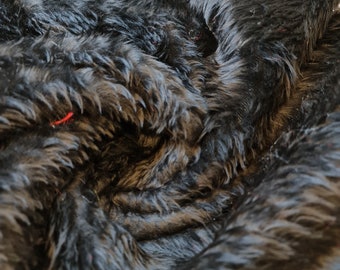 Black Faux Fur Fabric Soft Pile Dress Craft Quilting Material Meter 58" By The Meter