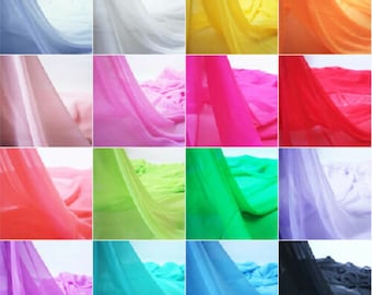 Sheer Poly Crepe Chiffon Fabric – Semi-Transparent Lightweight Material for Dresses, Drapes & Crafts – 44" Wide by the Metre