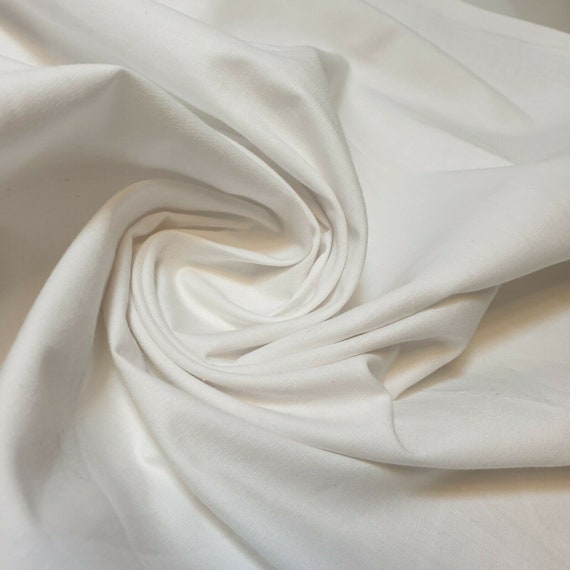 Sale 100% Cotton Fabric Plain Solid White Mercerised 58/147cm Wide