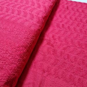 FUCSHIA 100% Cotton Broderie Anglaise Fabric Anglais Craft Dress Quilting Patchwork Material 44&quot; By Meter